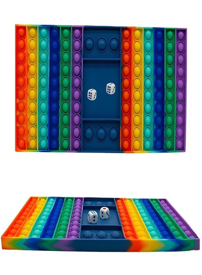 Fovrtye Big Size Pop Game Fidget Toy Silicone Bubble Rainbow Chess Board Push Popping Sound Popper Sensory Toys for Child Interactive Jumbo Stress Anxiety Relief Toy(Multi Color) - Image 1